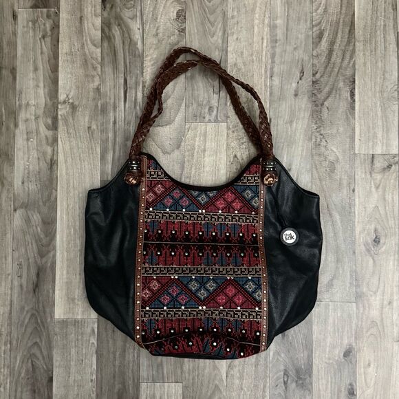 The Sak Indeo tribal bohemian indie patterned leather shoulder hobo bag - Picture 1 of 6